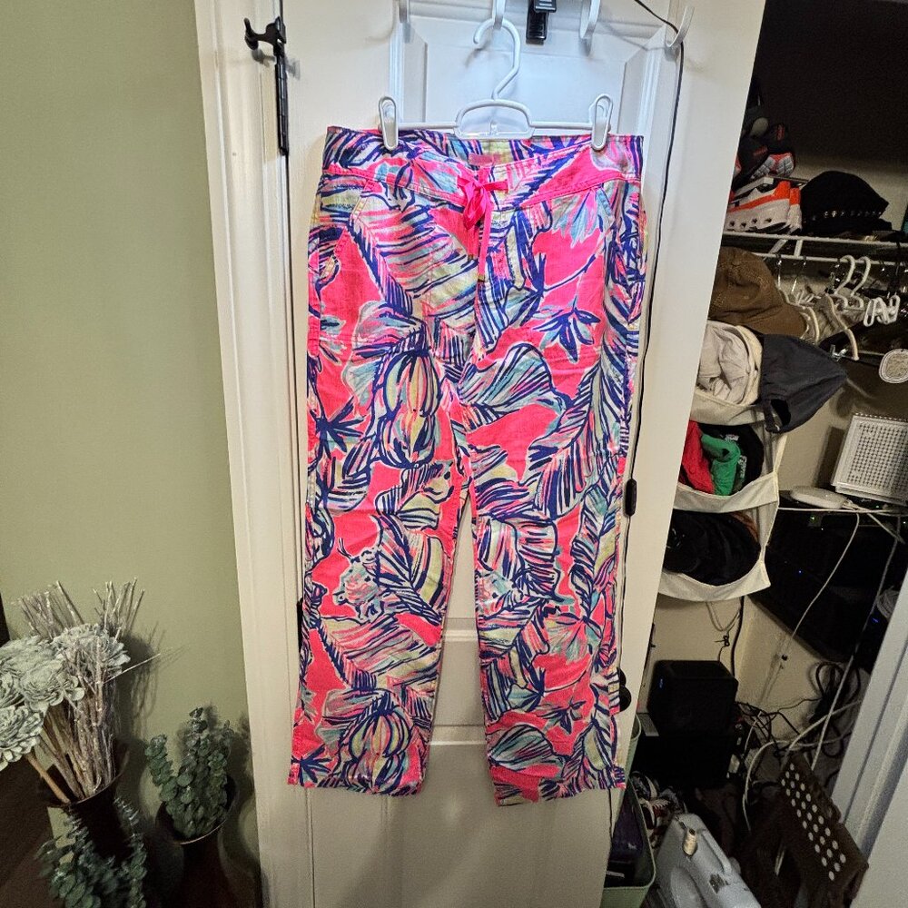 NWT Lilly Pulitzer Women's Size 6 Galley Pants Tiki Pink Cabana Crazed
